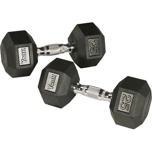 34065 Rubber Hex Dumbbell with Chrome Ergo Handle - 50 Lbs