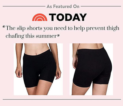 Slip Shorts | 3-Pack Black Bike Shorts | Cotton Spandex Stretch Boyshorts for Yoga