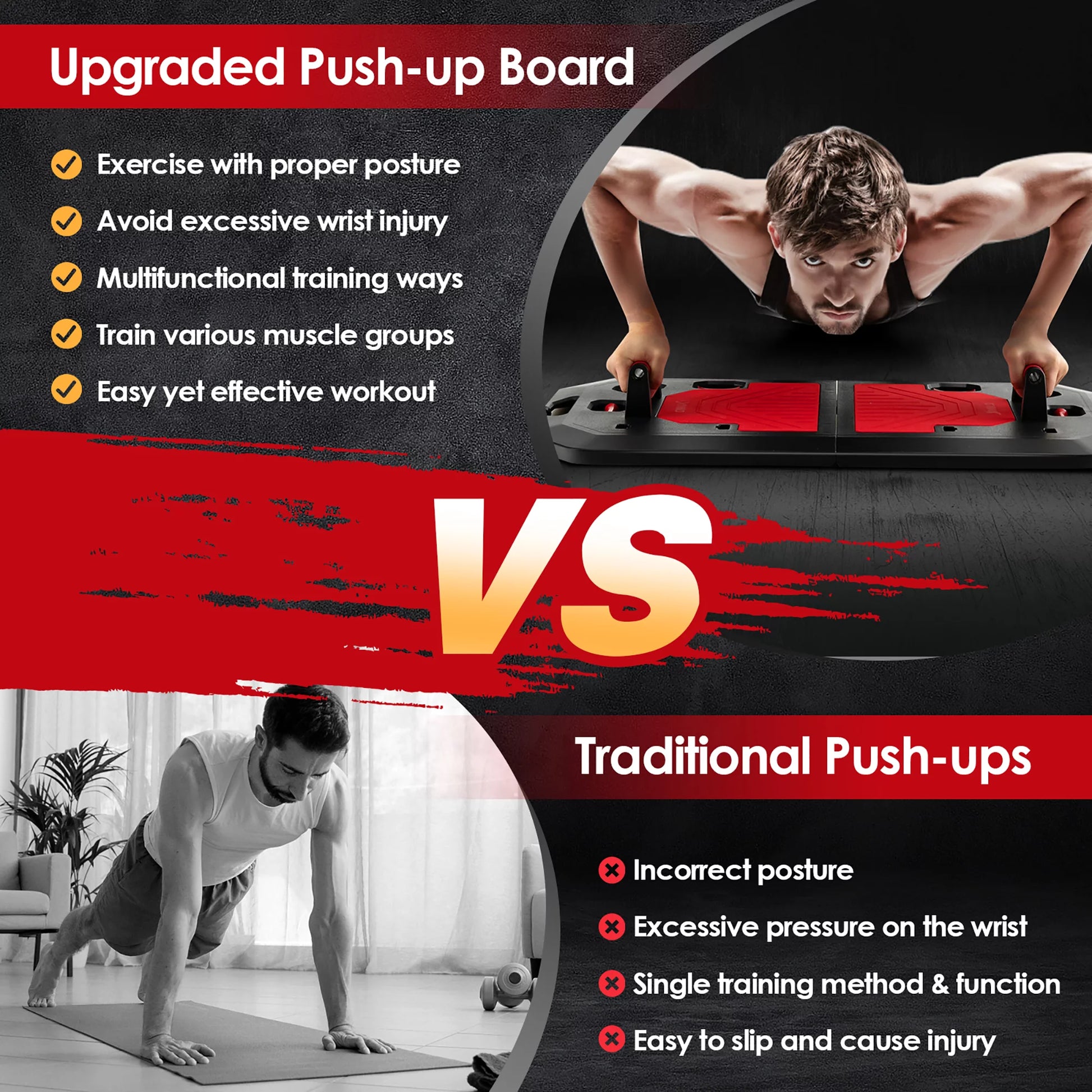 Push up Board Set Folding Push up Stand with Elastic String Pilate Bar Bag Home Gym